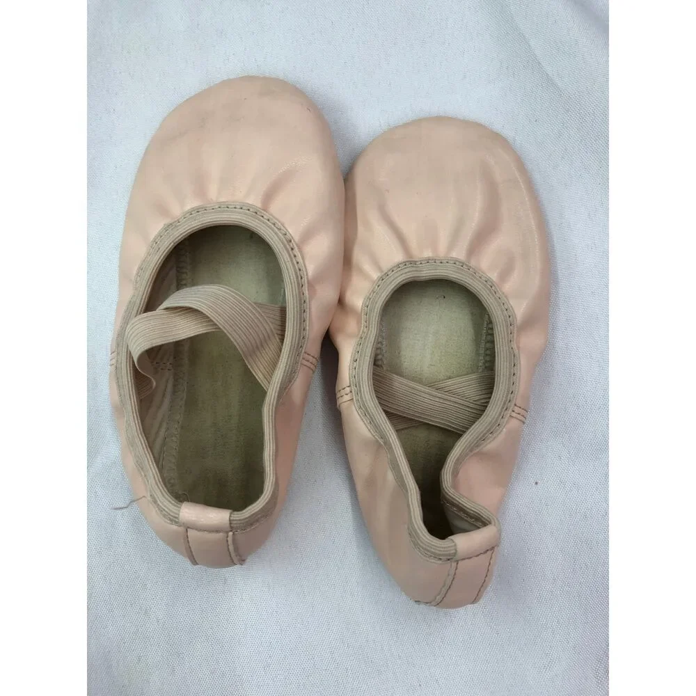 Pre-Owned Dance Ballet Shoes Stelle 12M Child Canvas Full Sole Cross Straps Pink